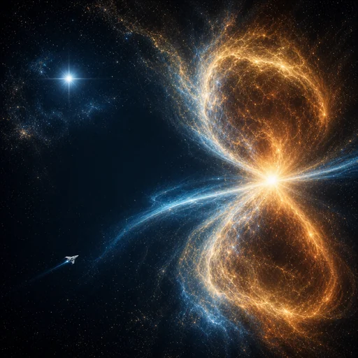 Eta Carinae's twin golden nebula lobes crossed by blue starlight