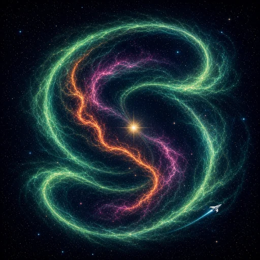 Draco's emerald and magenta celestial coils around ancient Thuban