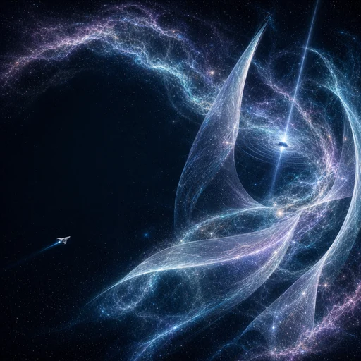 Vela's translucent cosmic sails crossing a lilac supernova remnant